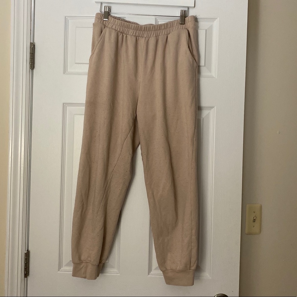 trendy pale pink/tan joggers
